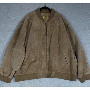 VTG Boston Harbour Jacket Mens 3XL Brown Suede Leather Bomber Outdoor Zip Coat